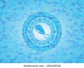 chicken leg icon inside light blue mosaic emblem