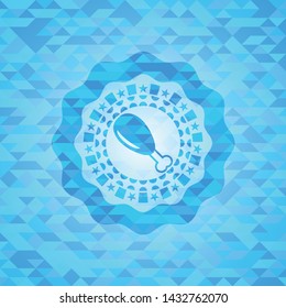 chicken leg icon inside light blue mosaic emblem