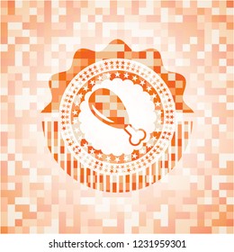 chicken leg icon inside orange mosaic emblem with background