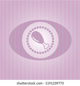 chicken leg icon inside pink emblem. Vintage.