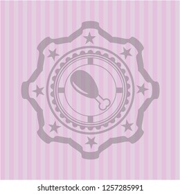 chicken leg icon inside pink emblem
