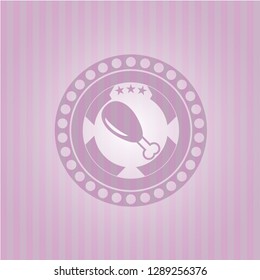 chicken leg icon inside pink emblem