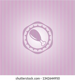 chicken leg icon inside pink emblem. Vintage.