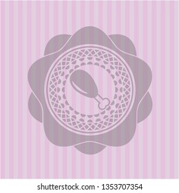 chicken leg icon inside pink emblem. Vintage.
