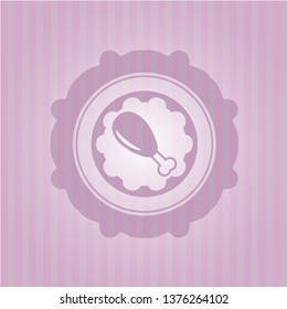 chicken leg icon inside pink icon or emblem