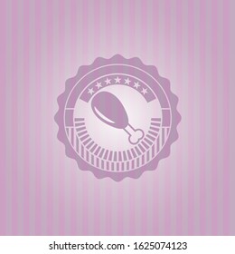 chicken leg icon inside pink emblem. Vintage.