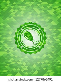 chicken leg icon inside realistic green mosaic emblem