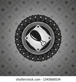 chicken leg icon inside realistic dark emblem