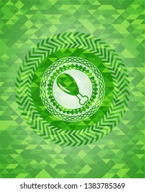 chicken leg icon inside realistic green mosaic emblem