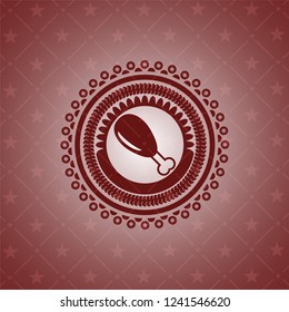 chicken leg icon inside red emblem. Retro