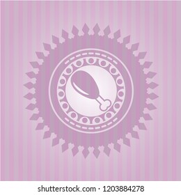 chicken leg icon inside retro pink emblem