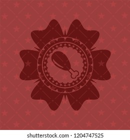 chicken leg icon inside retro red emblem