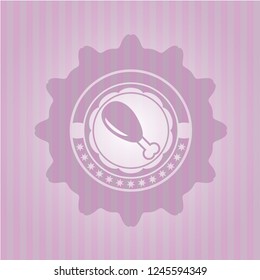 chicken leg icon inside retro pink emblem