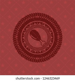 chicken leg icon inside retro red emblem