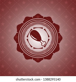 chicken leg icon inside retro style red emblem