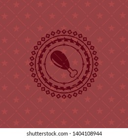 chicken leg icon inside retro style red emblem