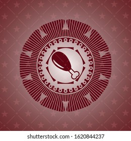 chicken leg icon inside retro style red emblem