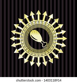chicken leg icon inside shiny emblem