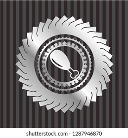chicken leg icon inside silver badge