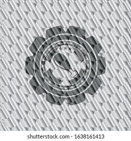 chicken leg icon inside silver color emblem. Scales pattern. Vector Illustration. Detailed.