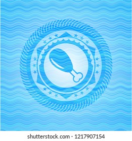 chicken leg icon inside water concept emblem background.