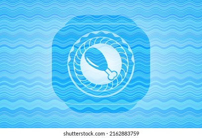 icono de pierna de pollo dentro del emblema del estilo de agua. 