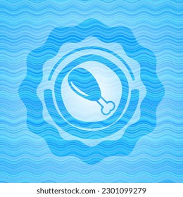 chicken leg icon inside water wave emblem background. 