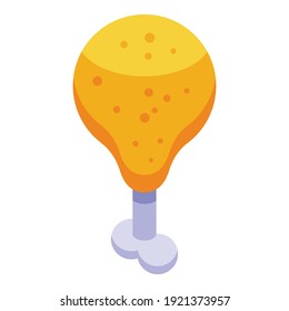 Icono de pierna de pollo. Isométrico del icono del vector de pierna de pollo para el diseño web aislado en fondo blanco