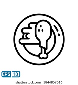 chicken leg icon in line style isolated on white background. EPS 10