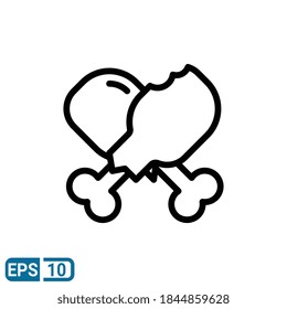 chicken leg icon in line style isolated on white background. EPS 10