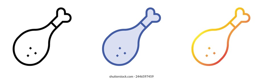 chicken leg icon. Linear, Blue Fill and Gradient Style Design Isolated On White Background
