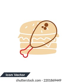 Icono de pierna de pollo Icono ilustración vectorial. Plantilla de símbolo de pierna de pollo para colección de diseño gráfico y web