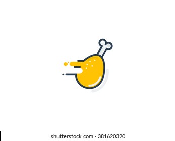 Chicken leg icon. Modern flat style. 