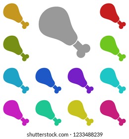 chicken leg icon in multi color. Simple glyph vector of Fast food set for UI and UX, website or mobile application