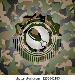 chicken leg icon on camouflage pattern