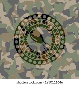 chicken leg icon on camouflaged pattern