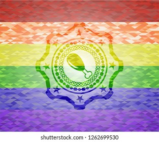 chicken leg icon on mosaic background with the colors of the LGBT flag