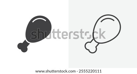 Chicken leg icon. outlined vector style.