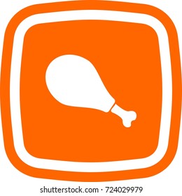 Chicken leg icon, oval square  sign.