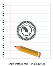 chicken leg icon with pencil strokes. Vector Illustration. Detailed.