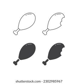 Chicken Leg Icon Set Vector Design.