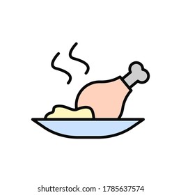 Chicken, leg icon. Simple color with outline vector elements of public catering icons for ui and ux, website or mobile application