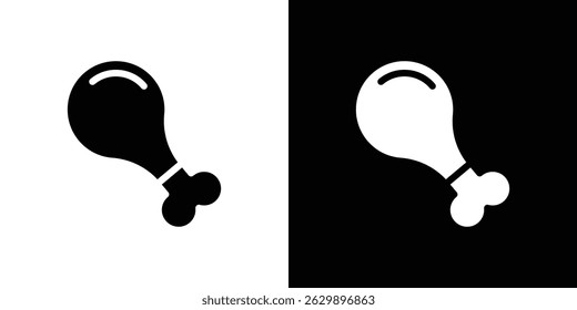 Chicken leg icon in solid flat trendy design style.