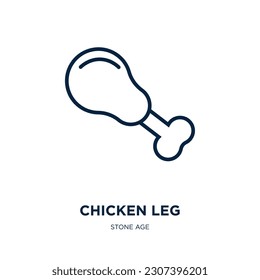 chicken leg icon from stone age collection. Thin linear chicken leg, chicken, leg outline icon isolated on white background. Line vector chicken leg sign, symbol for web and mobile