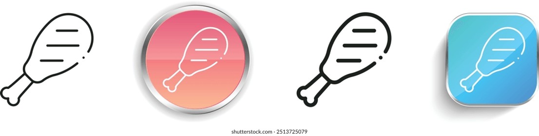 chicken leg icon. Thin Linear, Regular and Button Style Design Isolated On White Background