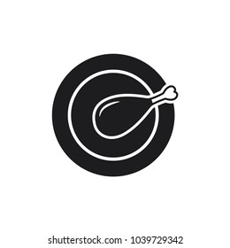 chicken leg icon in trendy flat design 