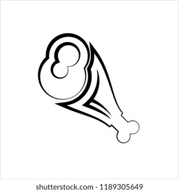 Chicken Leg Icon, Turkey Leg Icon Vector Art Illustration