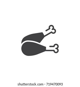 Chicken leg icon vector, filled flat sign, solid pictogram isolated on white. Symbol, logo illustration.