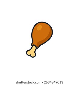 Chicken Leg Icon Vector Illustration. Grilled Drumstick Symbol for BBQ Branding and Fast Food Designs