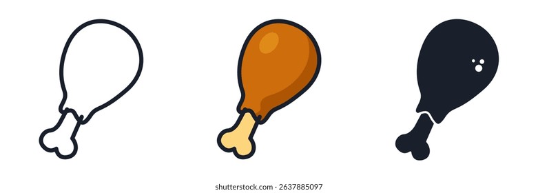 Chicken Leg Icon Vector Illustration. Grilled Drumstick Symbol for BBQ Branding and Fast Food Designs